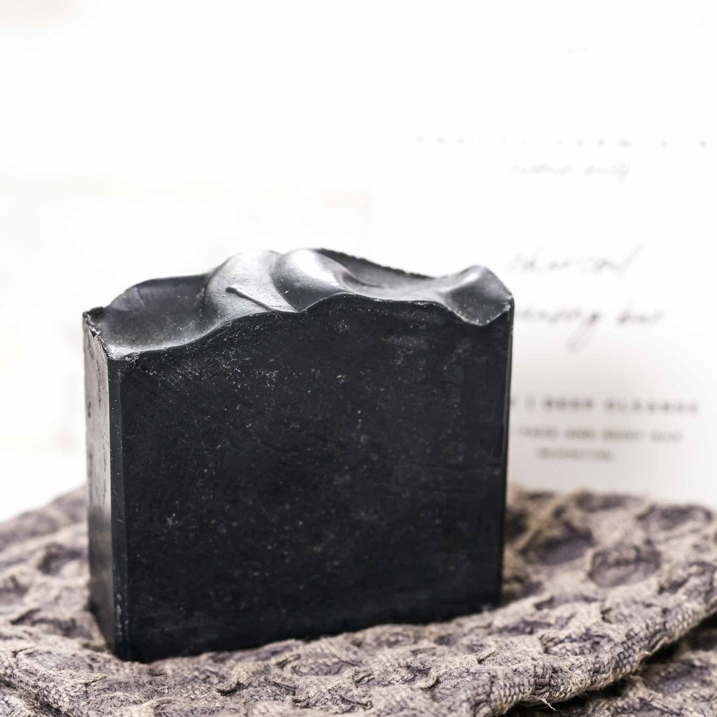 Clarifying Charcoal Bar Handmade Tallow and Goat Milk Soap Bar bar soap with nature-inspired artwork - product view 2