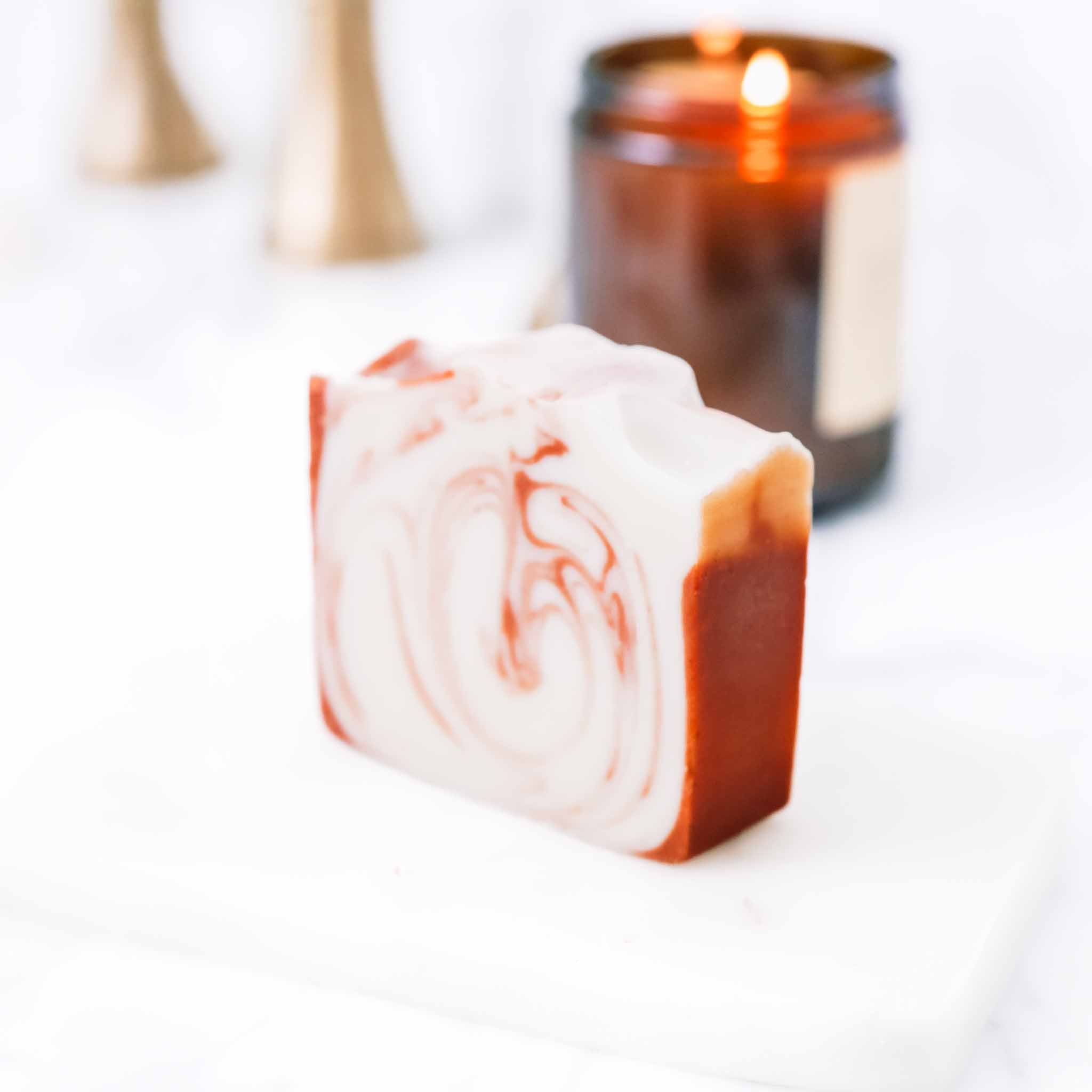 Citrus Cedarwood Handmade Tallow and Goat Milk Soap Bar bar soap with nature-inspired artwork