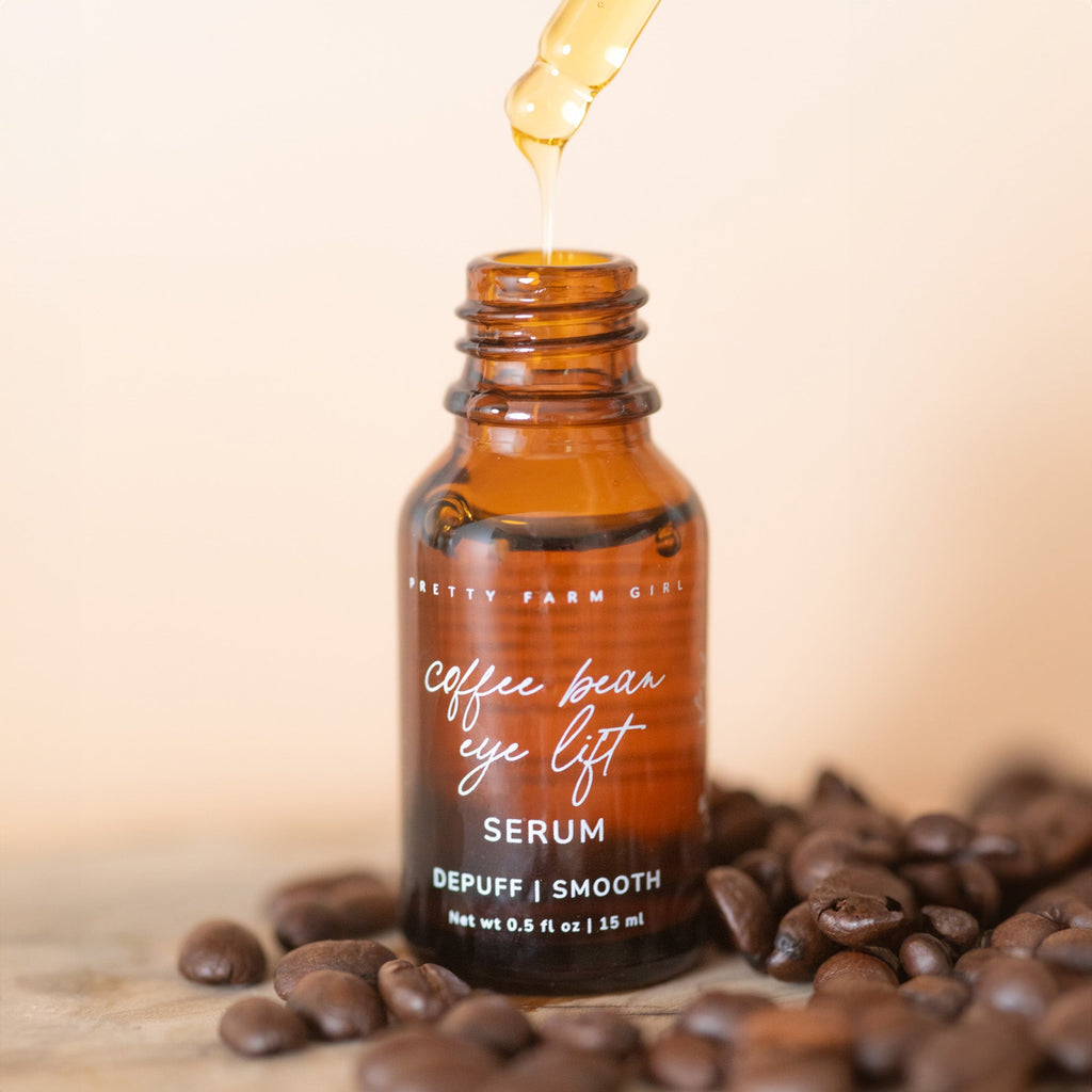 Coffee Bean Eye Lift Serum face serum with nature-inspired artwork
