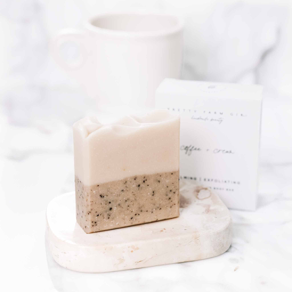 Coffee + Cream Handmade Tallow and Goat Milk Soap Bar bar soap with nature-inspired artwork