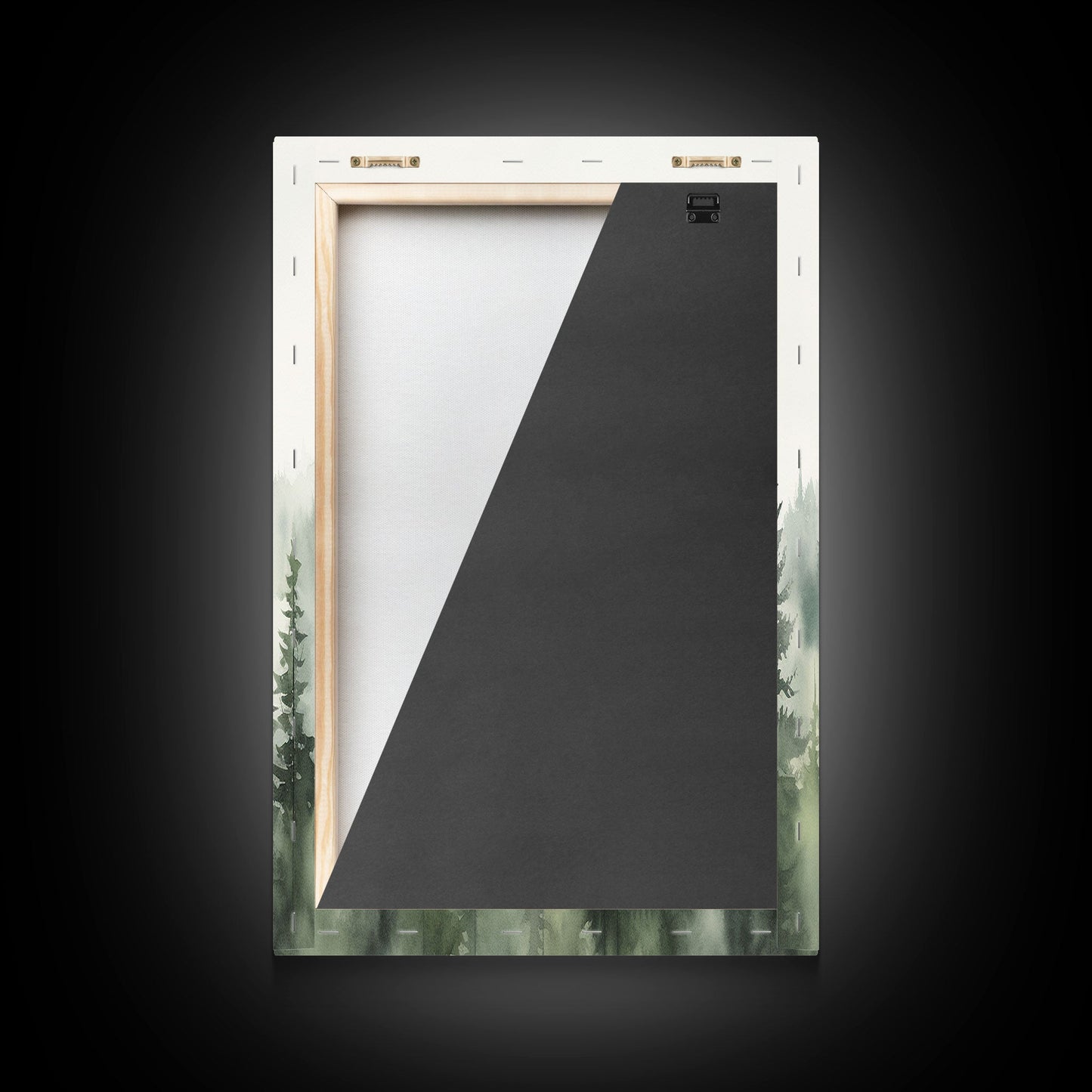 3 Panel Emerald Green Pinetree Mountain | Framed Canvas Print