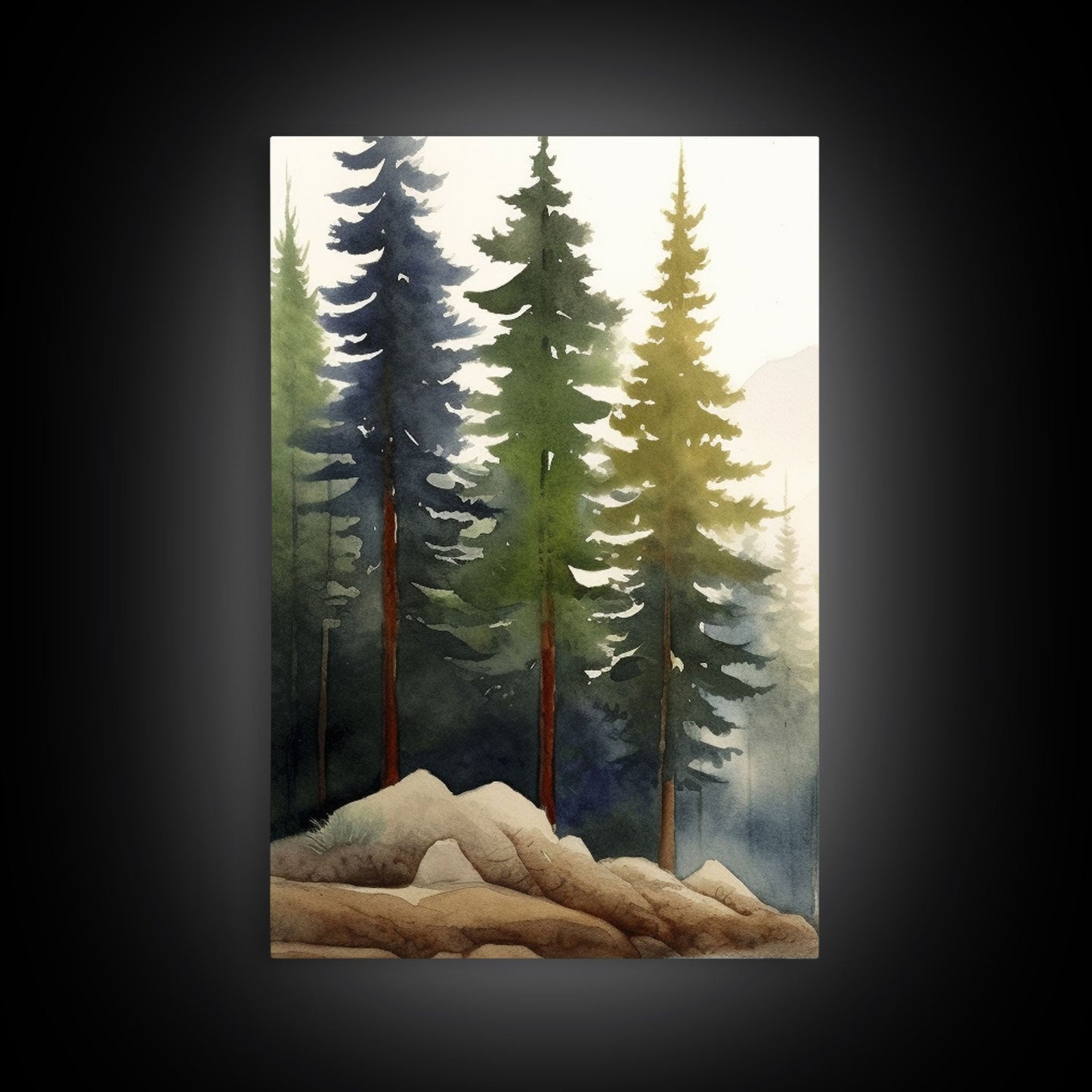 3 Panel Mountain Forest Lake | Framed Canvas Print