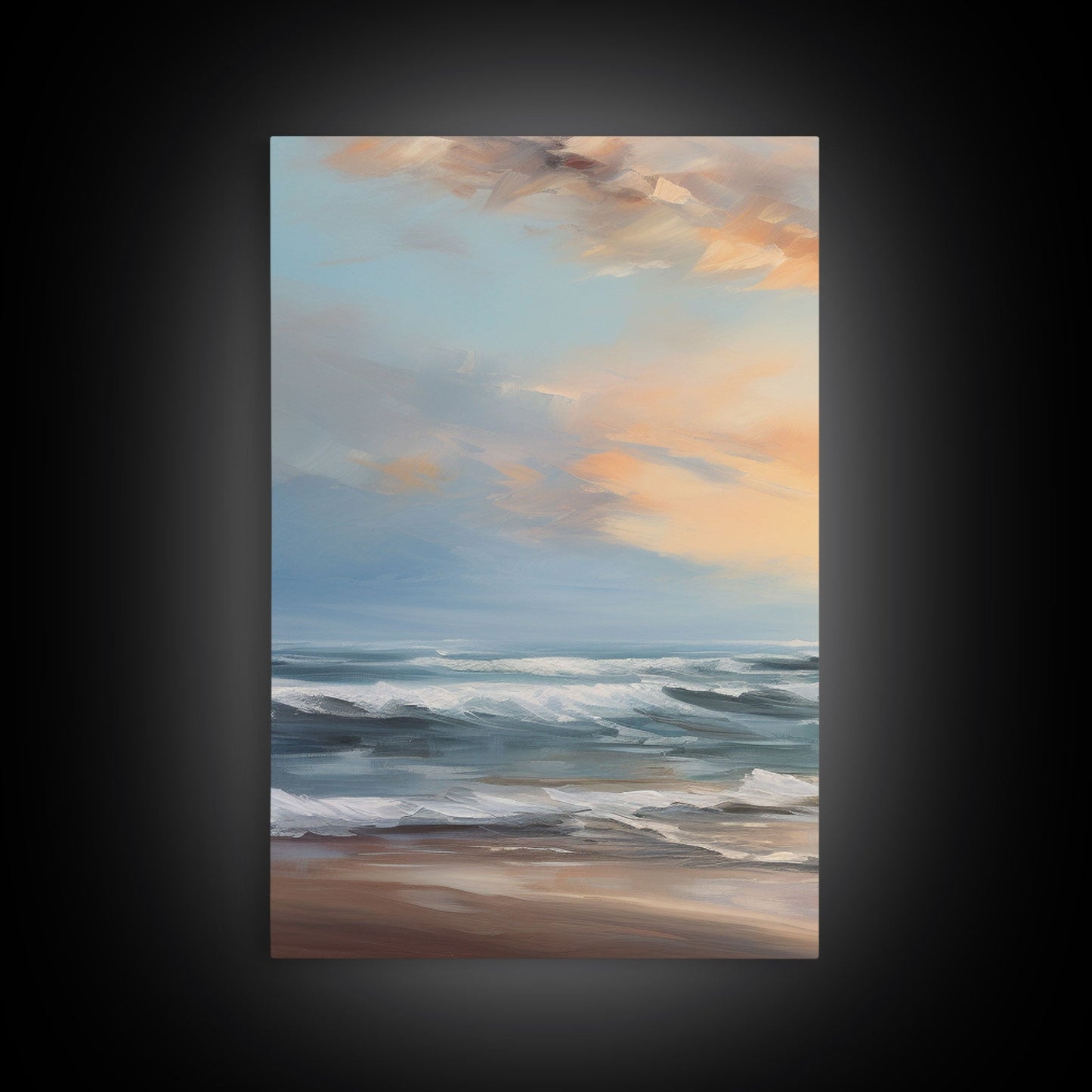 3 Panel Oil Painting Beach Sunrise | Framed Canvas Print
