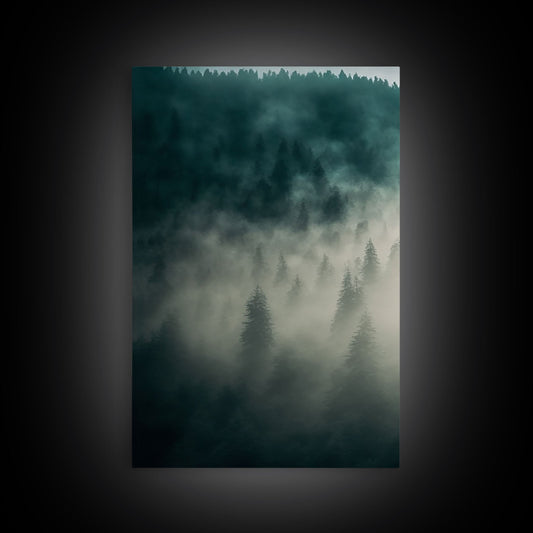 3 Panel Misty Forest Fog | Framed Canvas Print