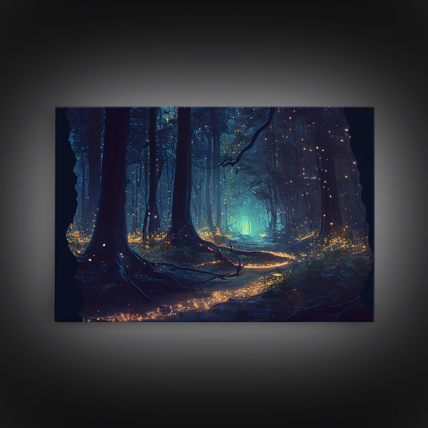 Enchanted Firefly Forest | Framed Canvas Print