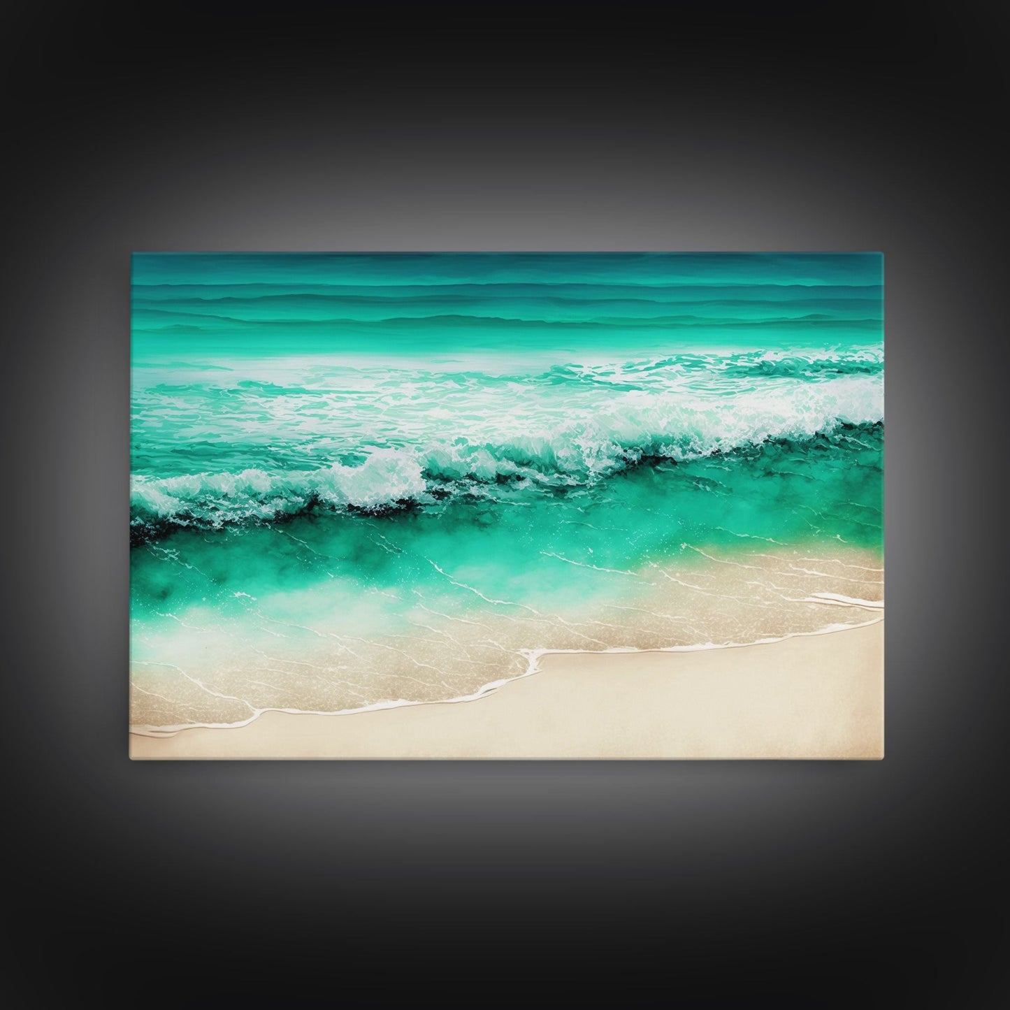 Emerald Green Waves Breaking | Framed Canvas Print