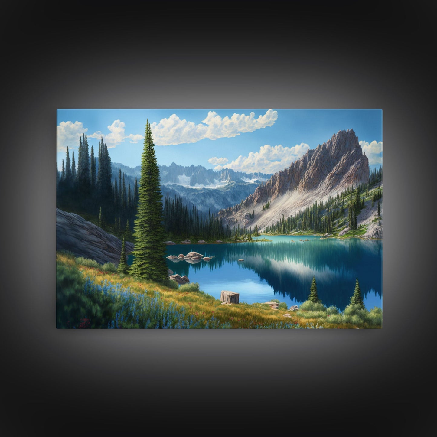 Pine Tree Lake | Framed Canvas Print