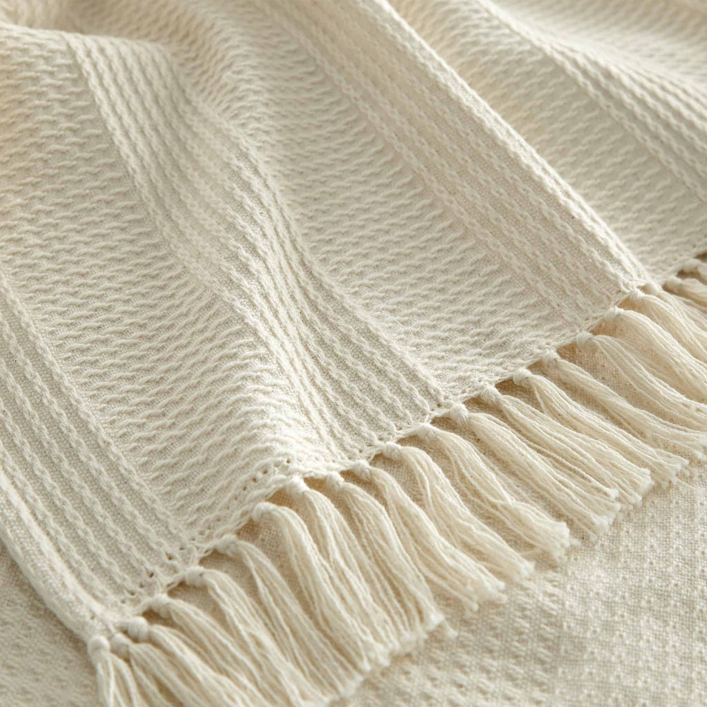 Organic Cotton Throw with Tassels blanket/throw with nature-inspired artwork - product view 4
