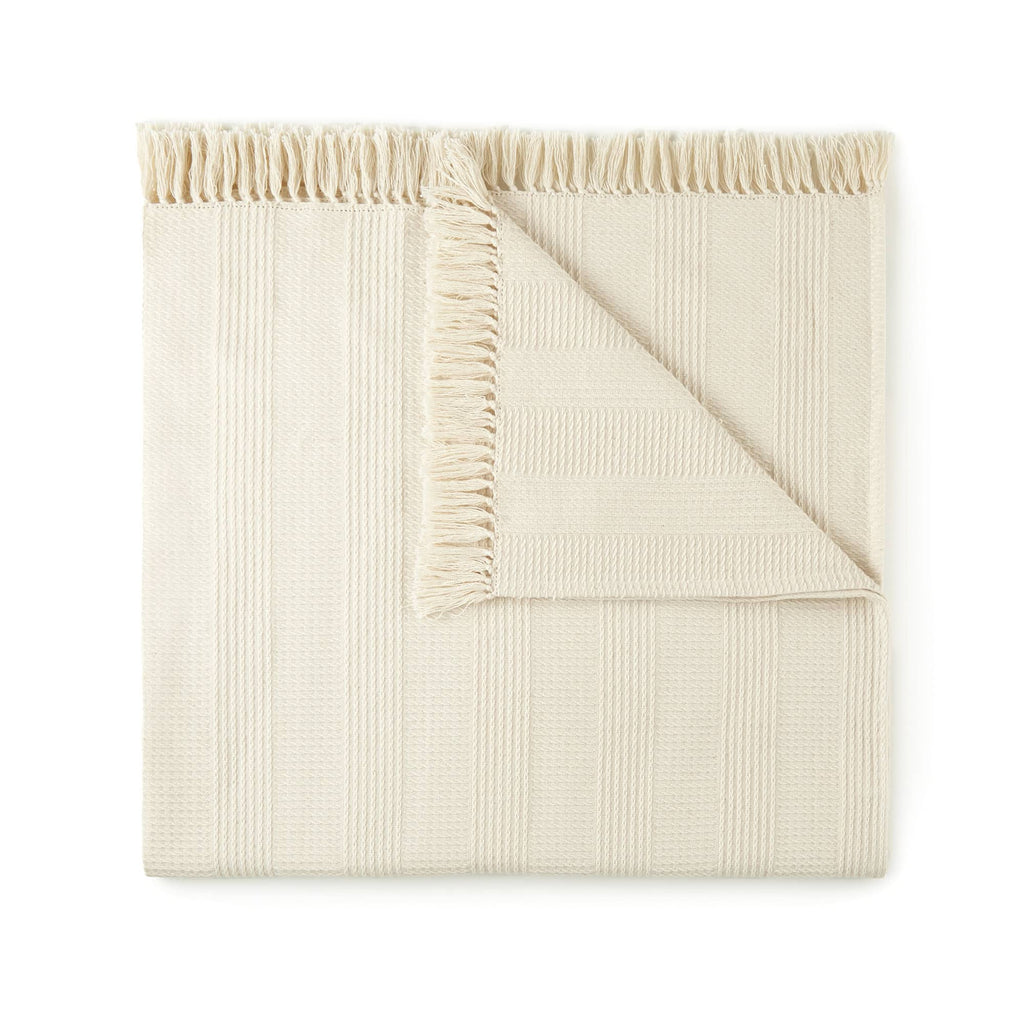 Organic Cotton Throw with Tassels blanket/throw with nature-inspired artwork
