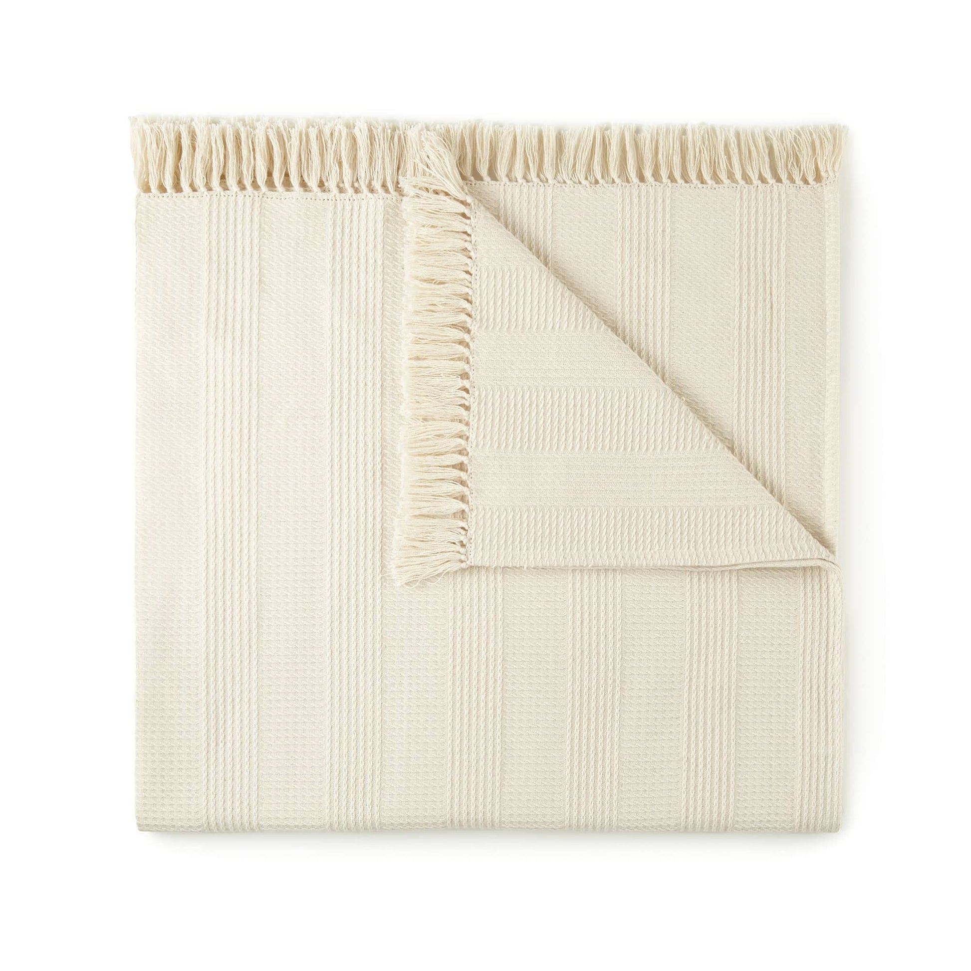 Organic Cotton Throw with Tassels blanket/throw with nature-inspired artwork