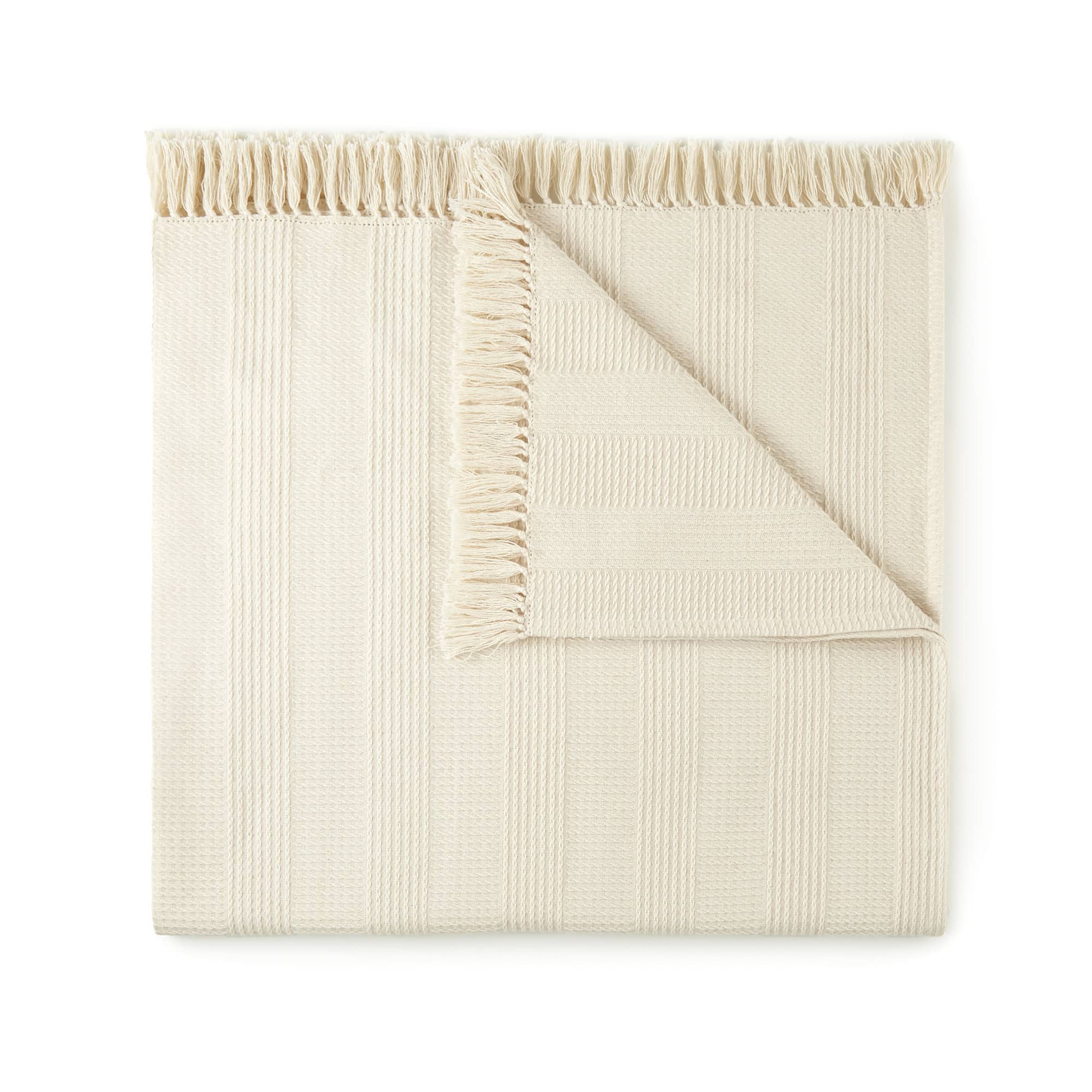 Organic Cotton Throw with Tassels blanket/throw with nature-inspired artwork
