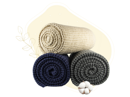 Waffle Weave Throw decor with nature-inspired artwork - product view 2