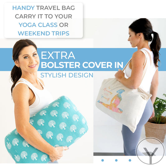 Organic Cotton Size Yoga Bolster Set yoga bolster with nature-inspired artwork - product view 6