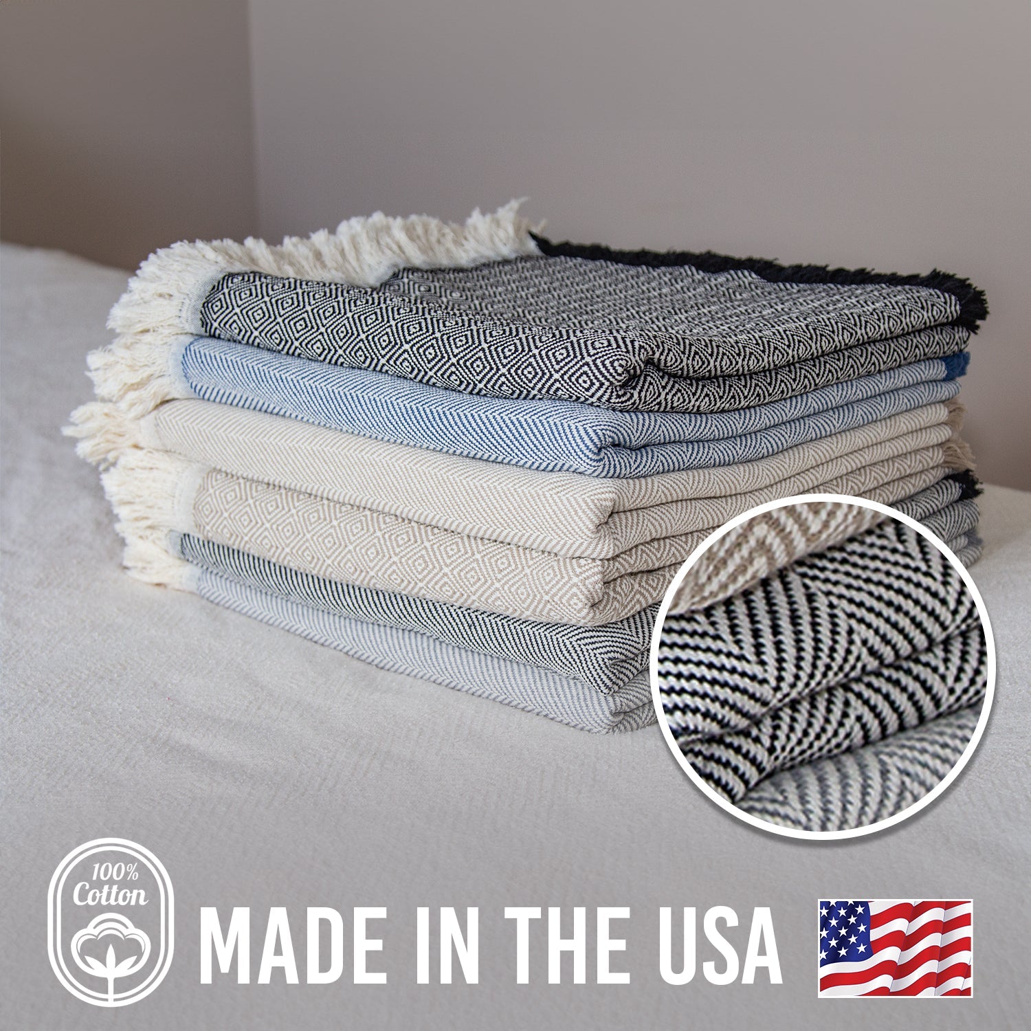 100% Cotton Patterned (large) Throw Blankets home decor with nature-inspired artwork - product view 4