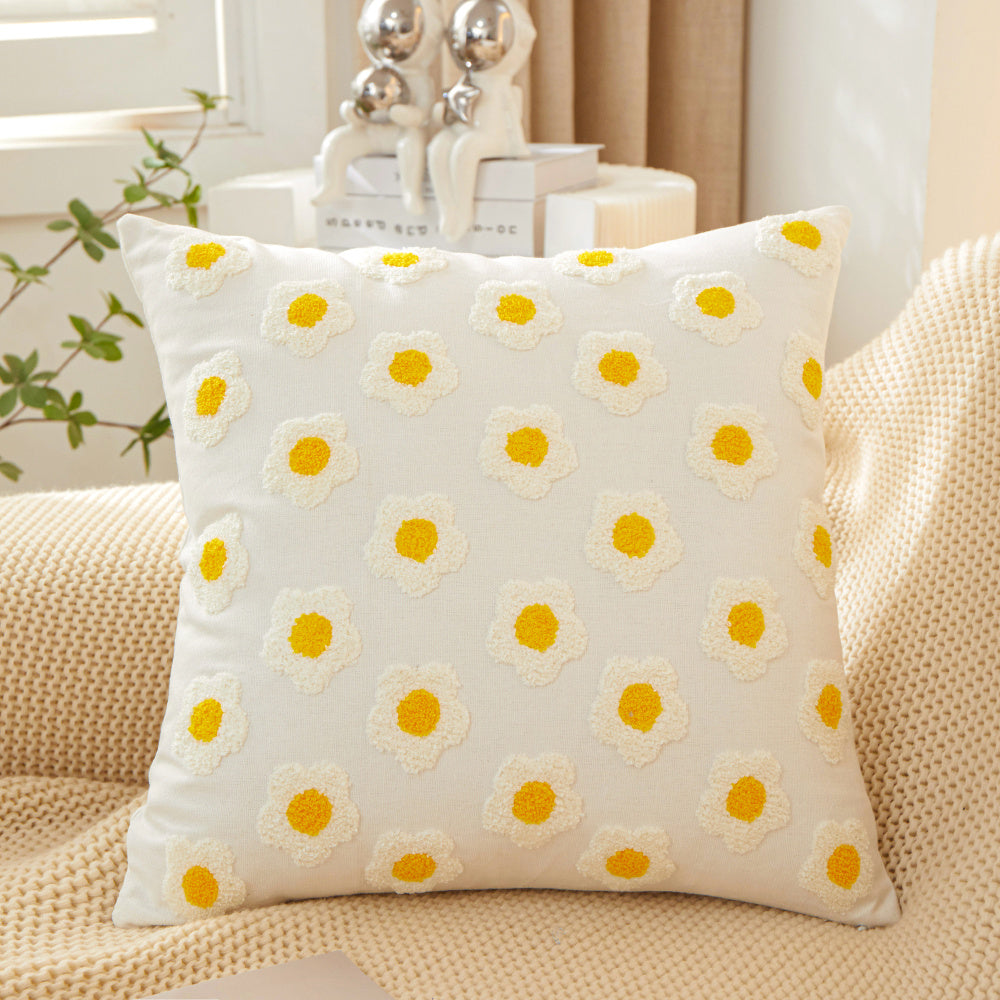 18"x18" Sunshine Blossom Whimsical Floral Full Set of Throw Pillow pillow cover with nature-inspired artwork - product view 2