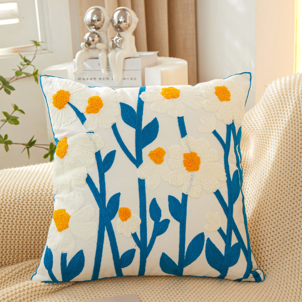 18"x18" Sunshine Blossom Whimsical Floral Full Set of Throw Pillow pillow cover with nature-inspired artwork - product view 5