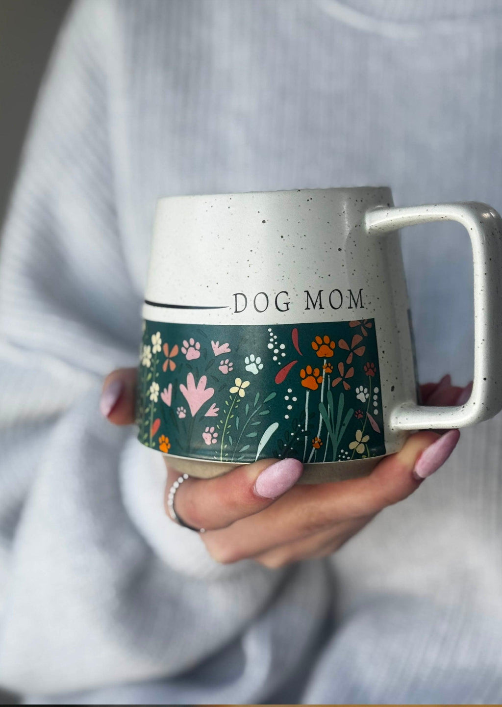 Dog Mom ceramic mug with nature-inspired artwork - product view 2