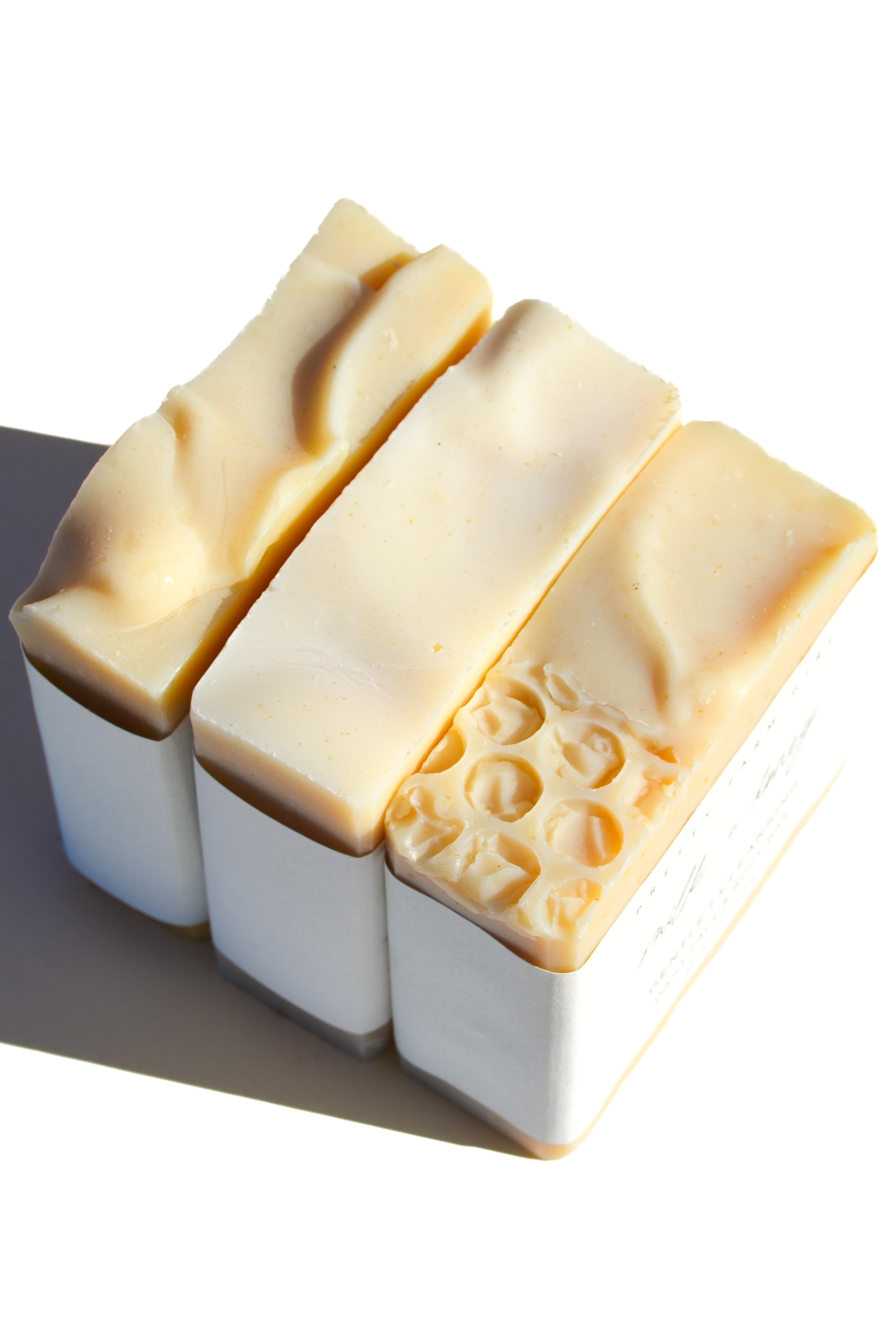 Fragrance Free Handmade Tallow + Goat Milk Soap Bar Trio uncategorized / needs cleanup with nature-inspired artwork
