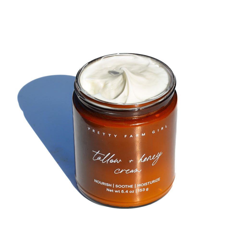 Fragrance Free Tallow + Honey Cream for Sensitive Skin cream with nature-inspired artwork - product view 3