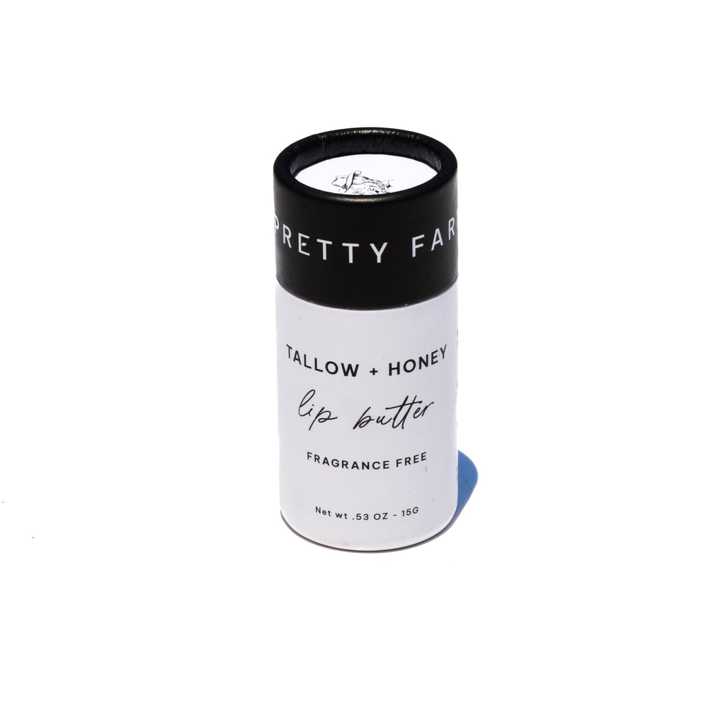 Fragrance Free Tallow + Honey Lip Butter in Eco lip butter with nature-inspired artwork - product view 4