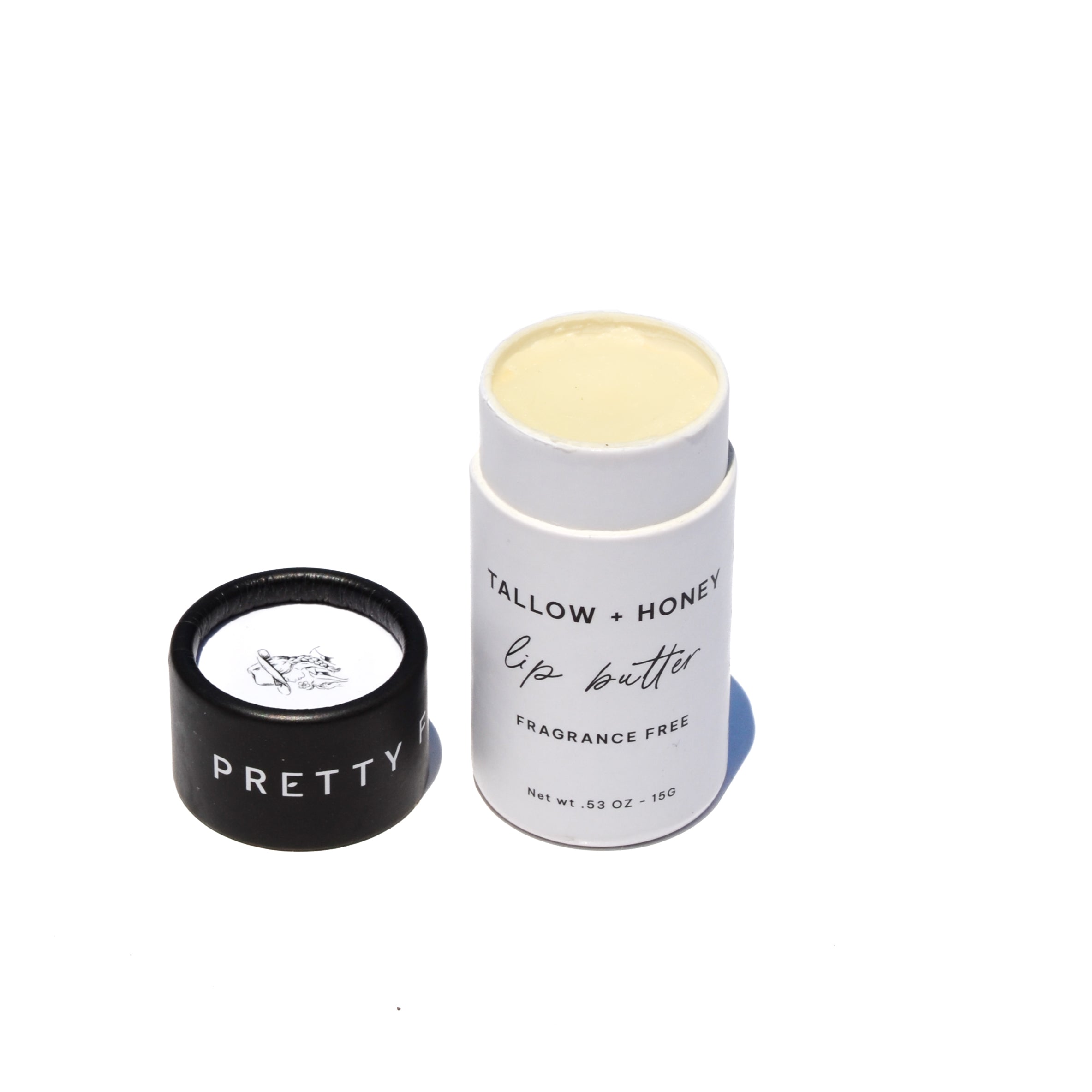 Fragrance Free Tallow + Honey Lip Butter in Eco lip butter with nature-inspired artwork - product view 3