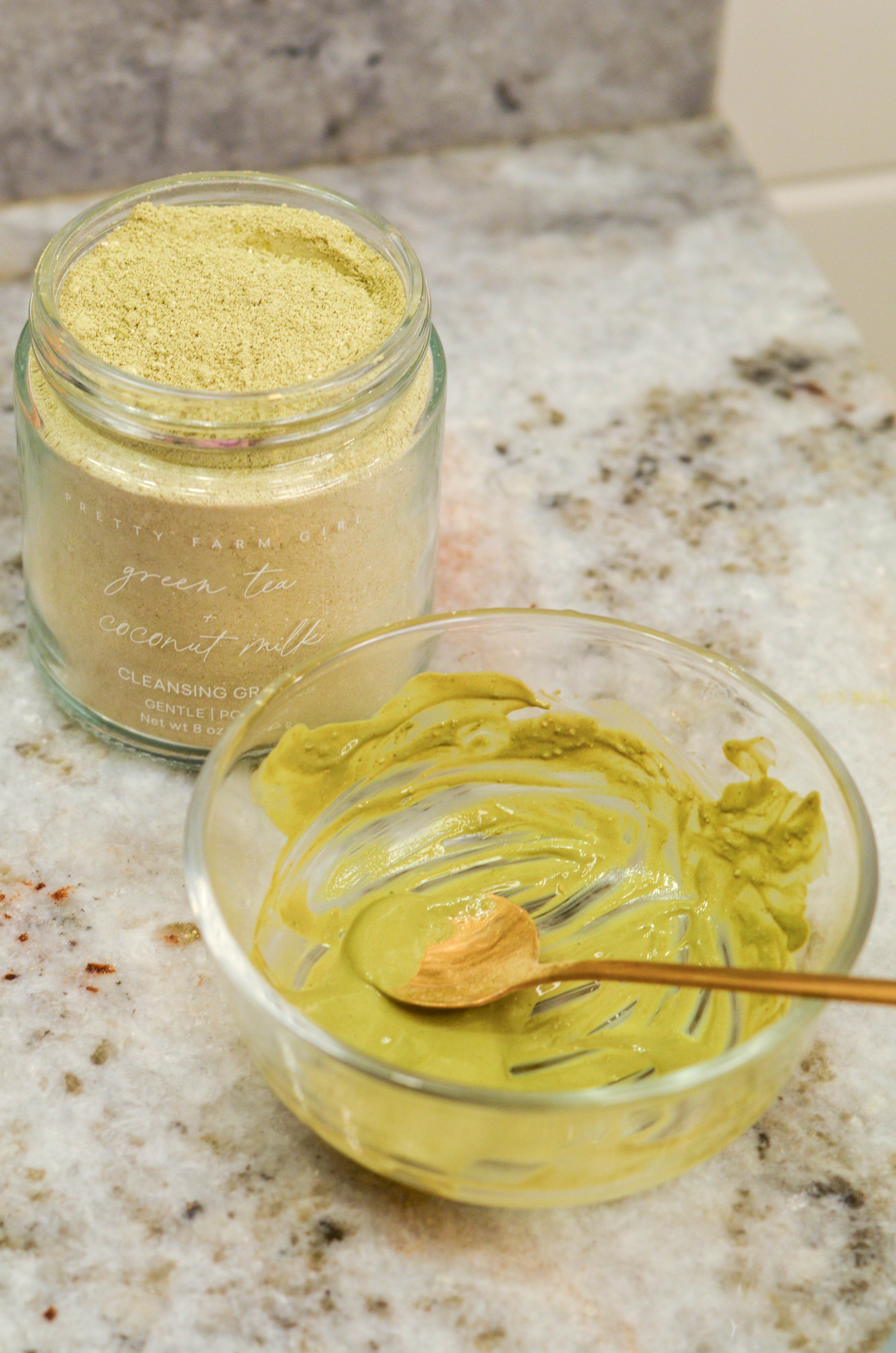 Green Tea + Coconut Milk Facial Cleansing Grains cleansing grains with nature-inspired artwork - product view 4