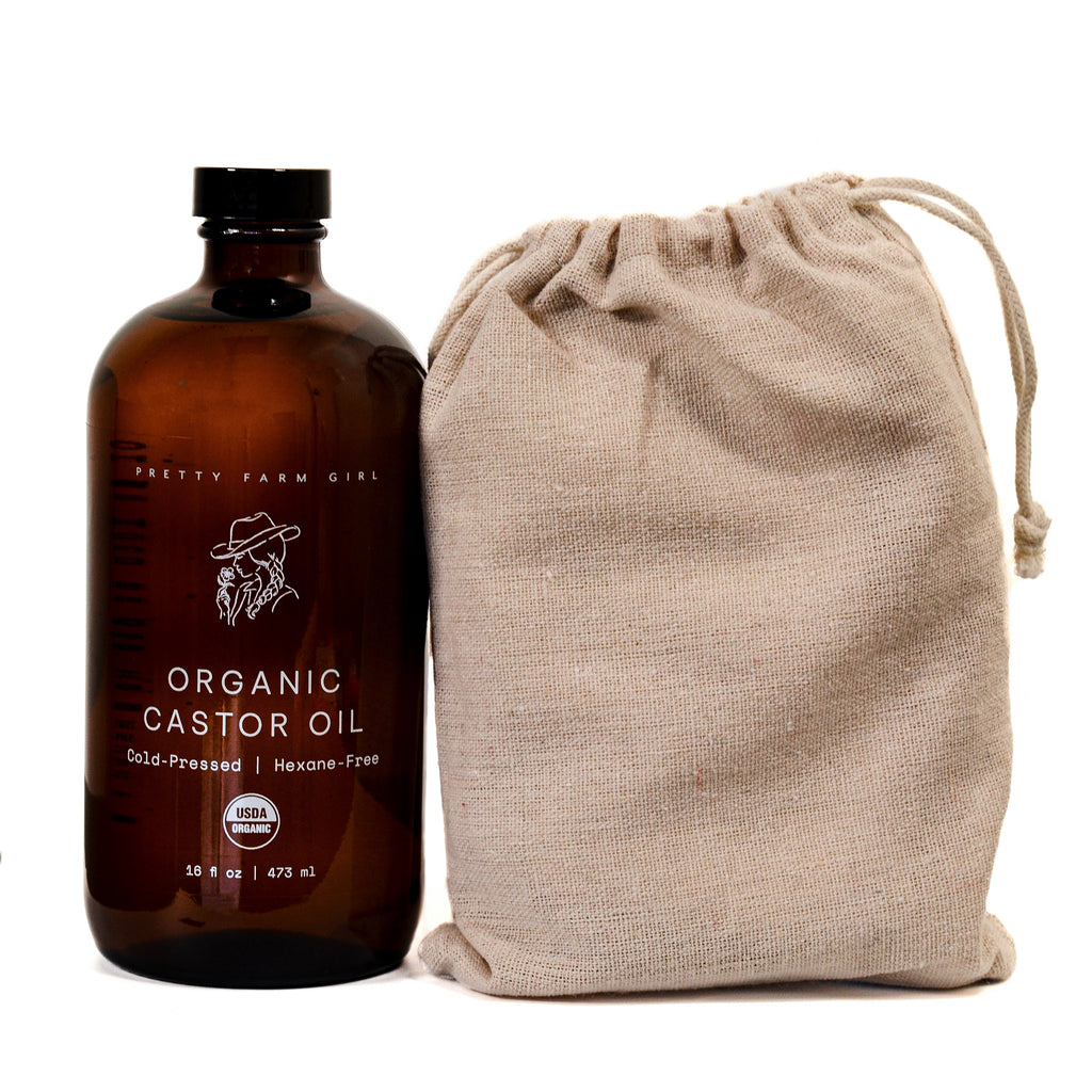 Organic Pure Castor Oil + Cloth Pack Bundle uncategorized / needs cleanup with nature-inspired artwork