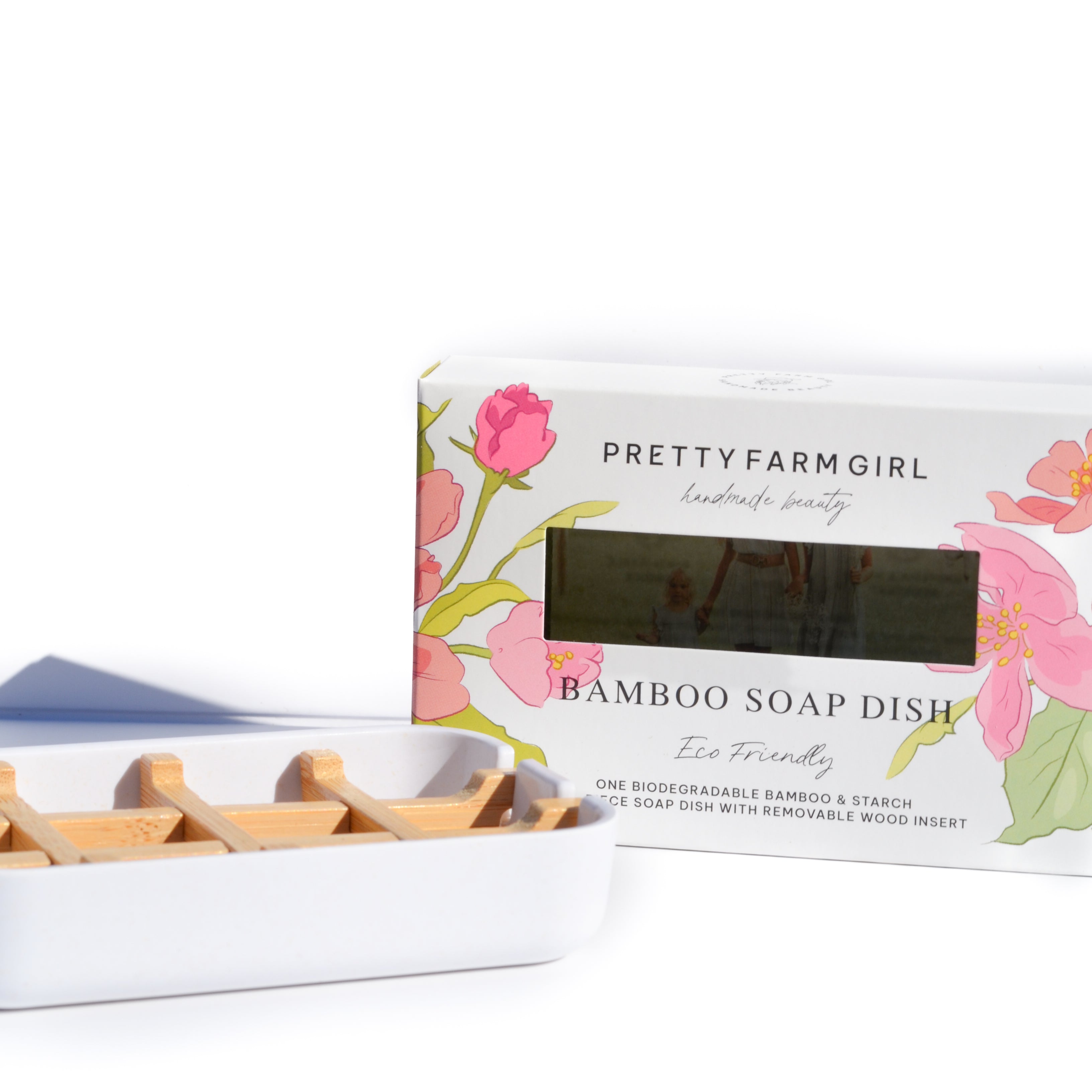 Bamboo Soap Dish face sponge with nature-inspired artwork