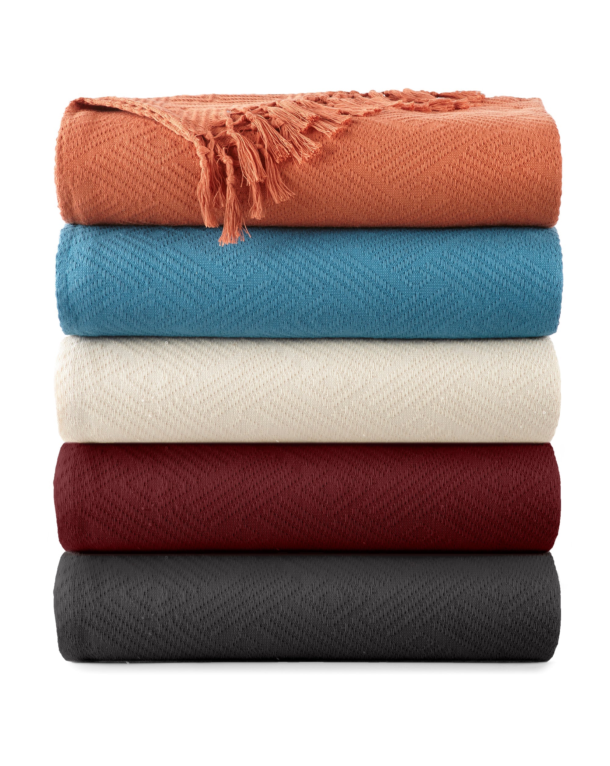 Diamond Jacquard Throw Rust throw blanket with nature-inspired artwork - product view 2