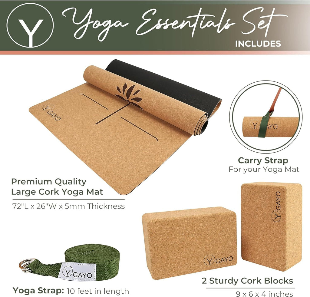Ultimate Cork Yoga Essentials Kit yoga cork kit with nature-inspired artwork - product view 5