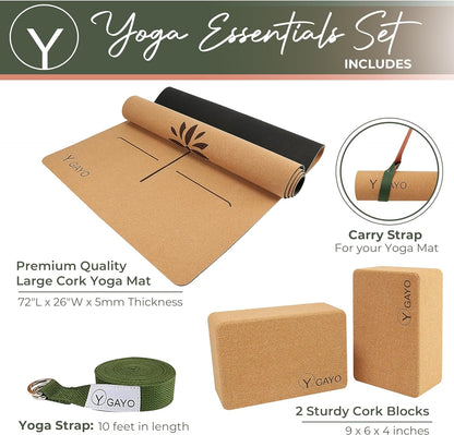 Ultimate Cork Yoga Essentials Kit yoga cork kit with nature-inspired artwork - product view 5
