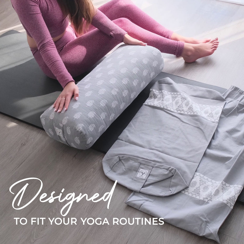 Organic Cotton Yoga Bolster Set with Carry Bag yoga bolster with nature-inspired artwork - product view 2