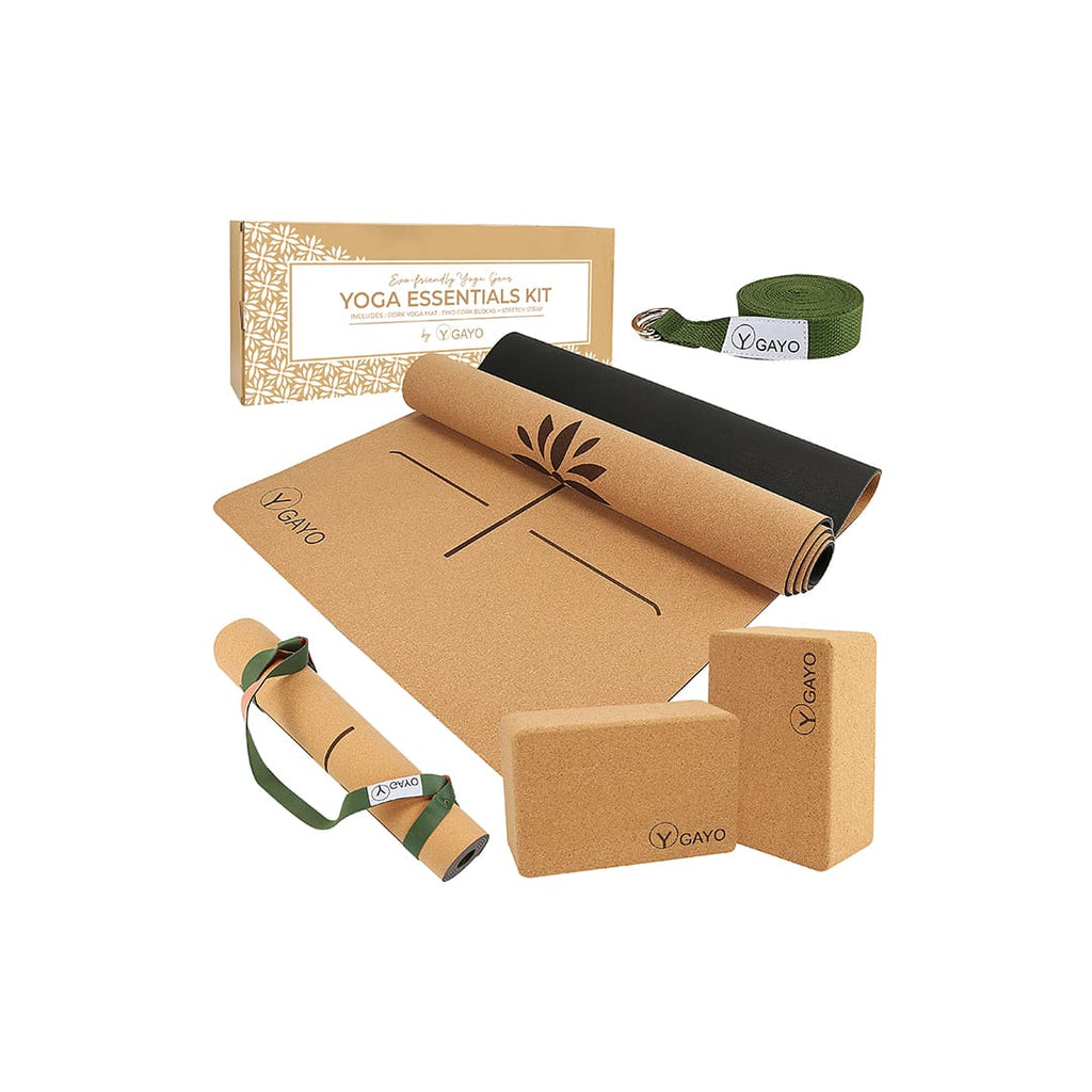 Ultimate Cork Yoga Essentials Kit yoga cork kit with nature-inspired artwork