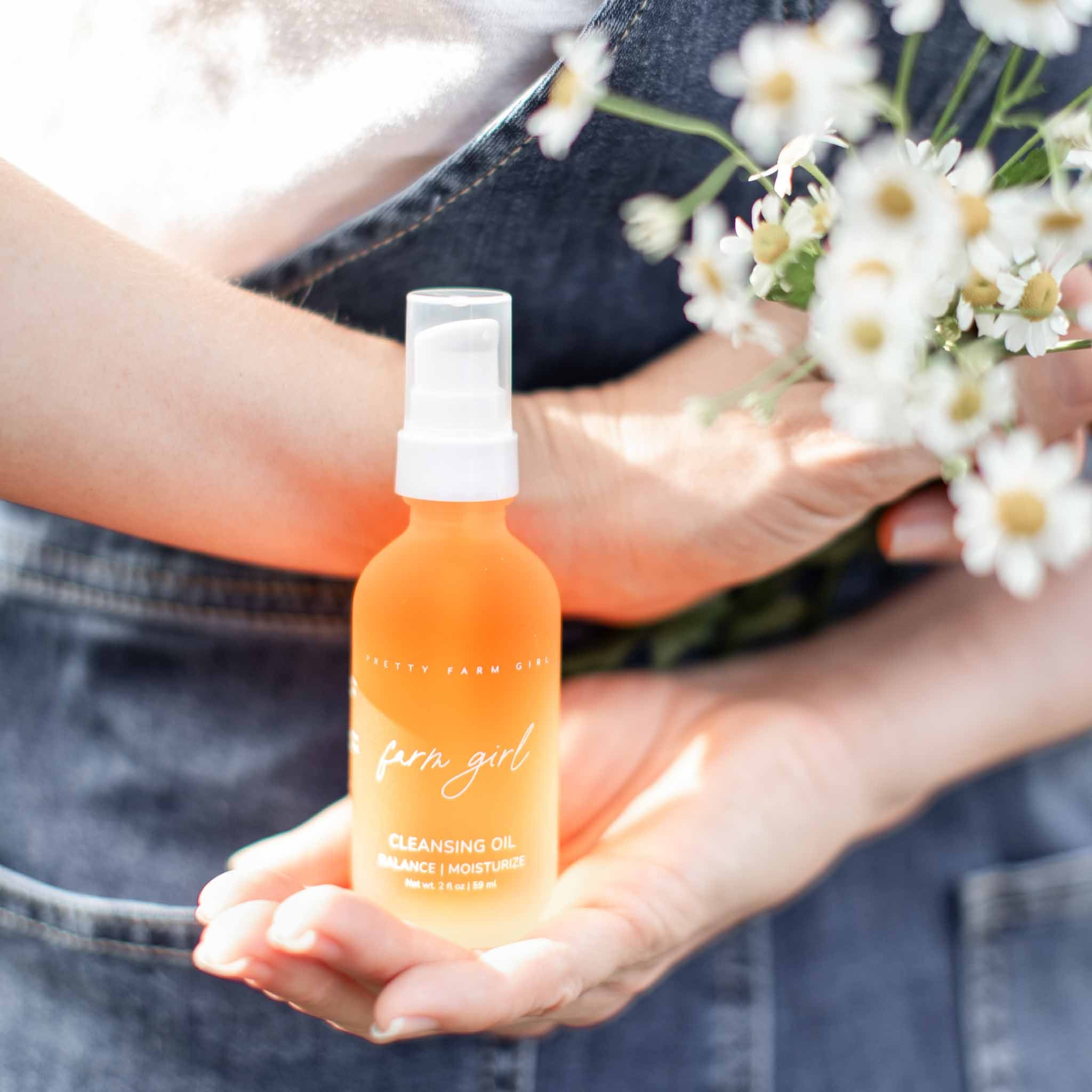 Farm Girl Cleansing Oil face cleanser with nature-inspired artwork