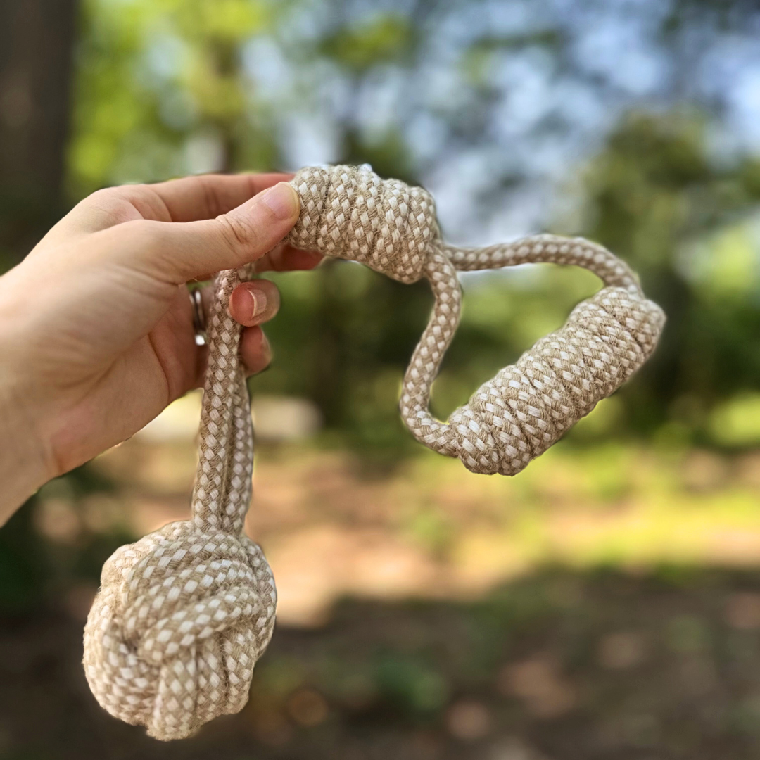 Forest Knot Hemp Rope Tug Toy with Handle-4