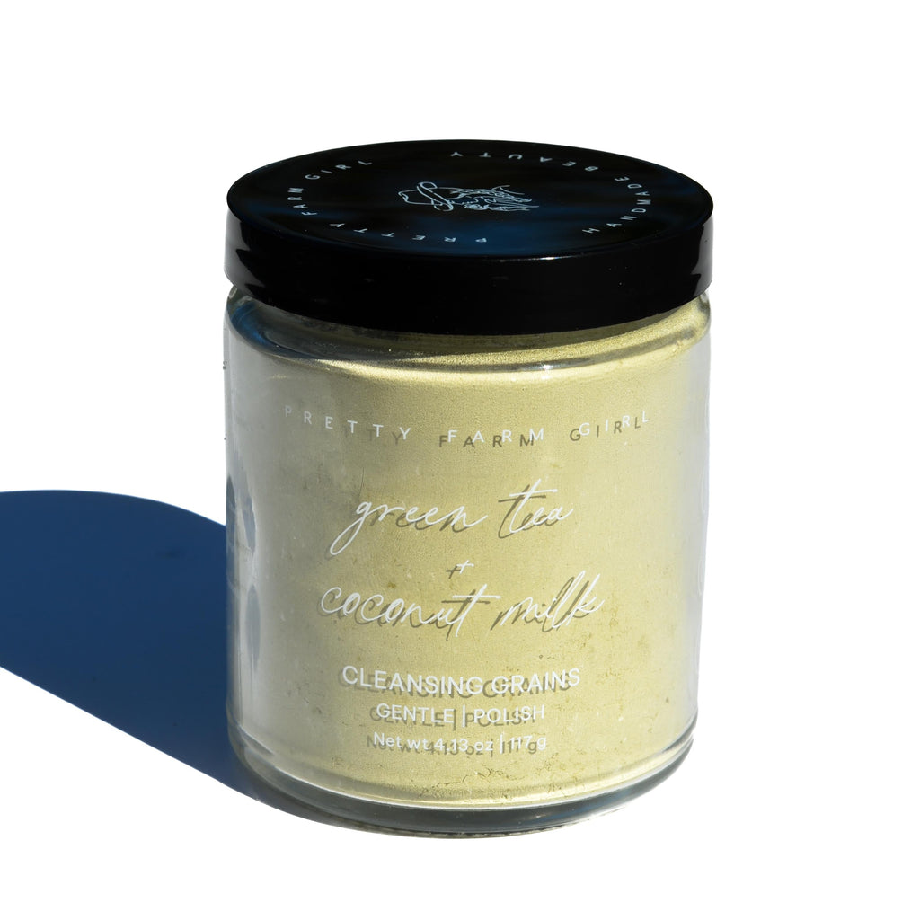 Green Tea + Coconut Milk Facial Cleansing Grains cleansing grains with nature-inspired artwork - product view 2