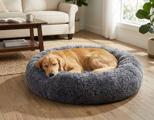 Fluffy Donut Pet Bed for Cats and Dogs