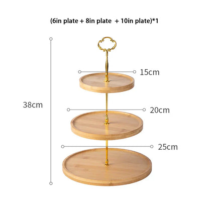 Decorbites™ Bamboo Fruit Cake Stand Set Wood Tableware Snack Dessert uncategorized / needs cleanup with nature-inspired artwork - product view 9