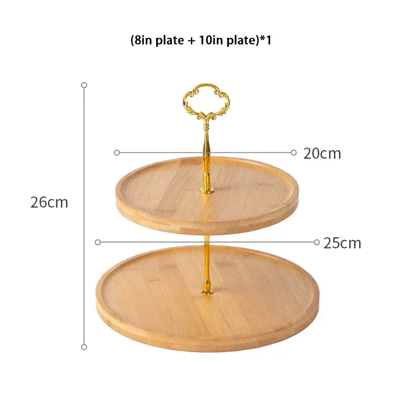 Decorbites™ Bamboo Fruit Cake Stand Set Wood Tableware Snack Dessert uncategorized / needs cleanup with nature-inspired artwork - product view 8