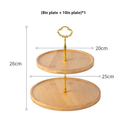 Decorbites™ Bamboo Fruit Cake Stand Set Wood Tableware Snack Dessert uncategorized / needs cleanup with nature-inspired artwork - product view 8