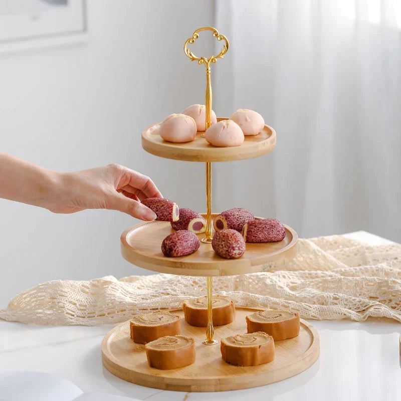 Decorbites™ Bamboo Fruit Cake Stand Set Wood Tableware Snack Dessert uncategorized / needs cleanup with nature-inspired artwork