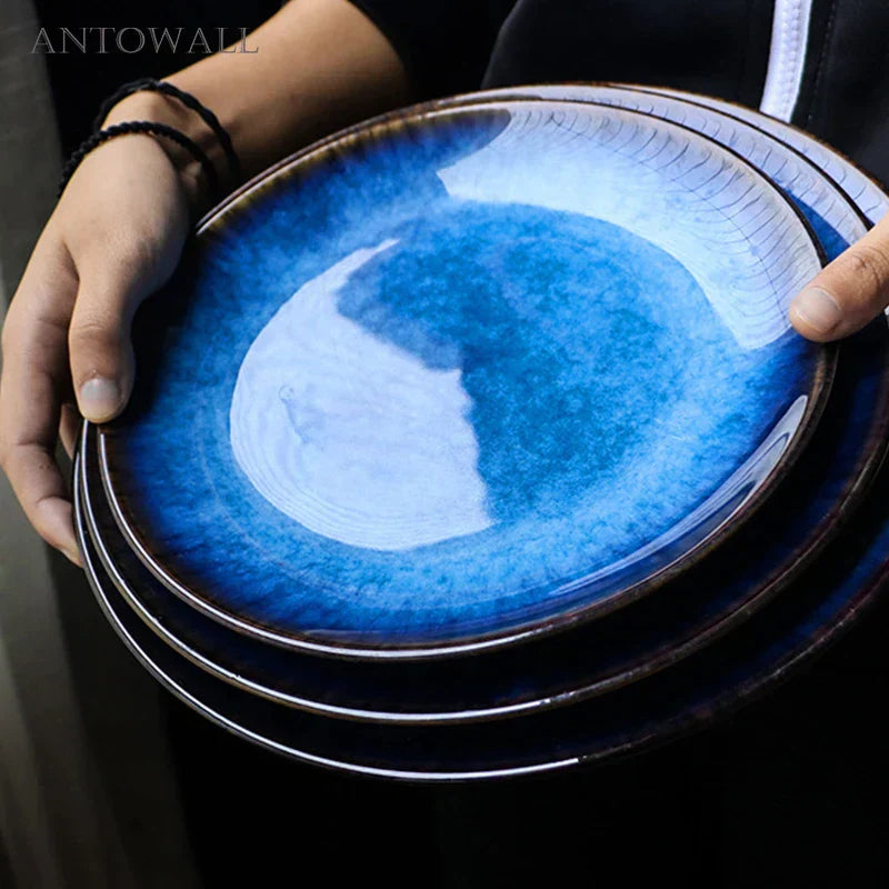 Decorbites™ Blue Round Plate uncategorized / needs cleanup with nature-inspired artwork - product view 5