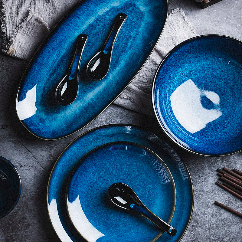 Decorbites™ Japanese Blue Tableware uncategorized / needs cleanup with nature-inspired artwork - product view 3