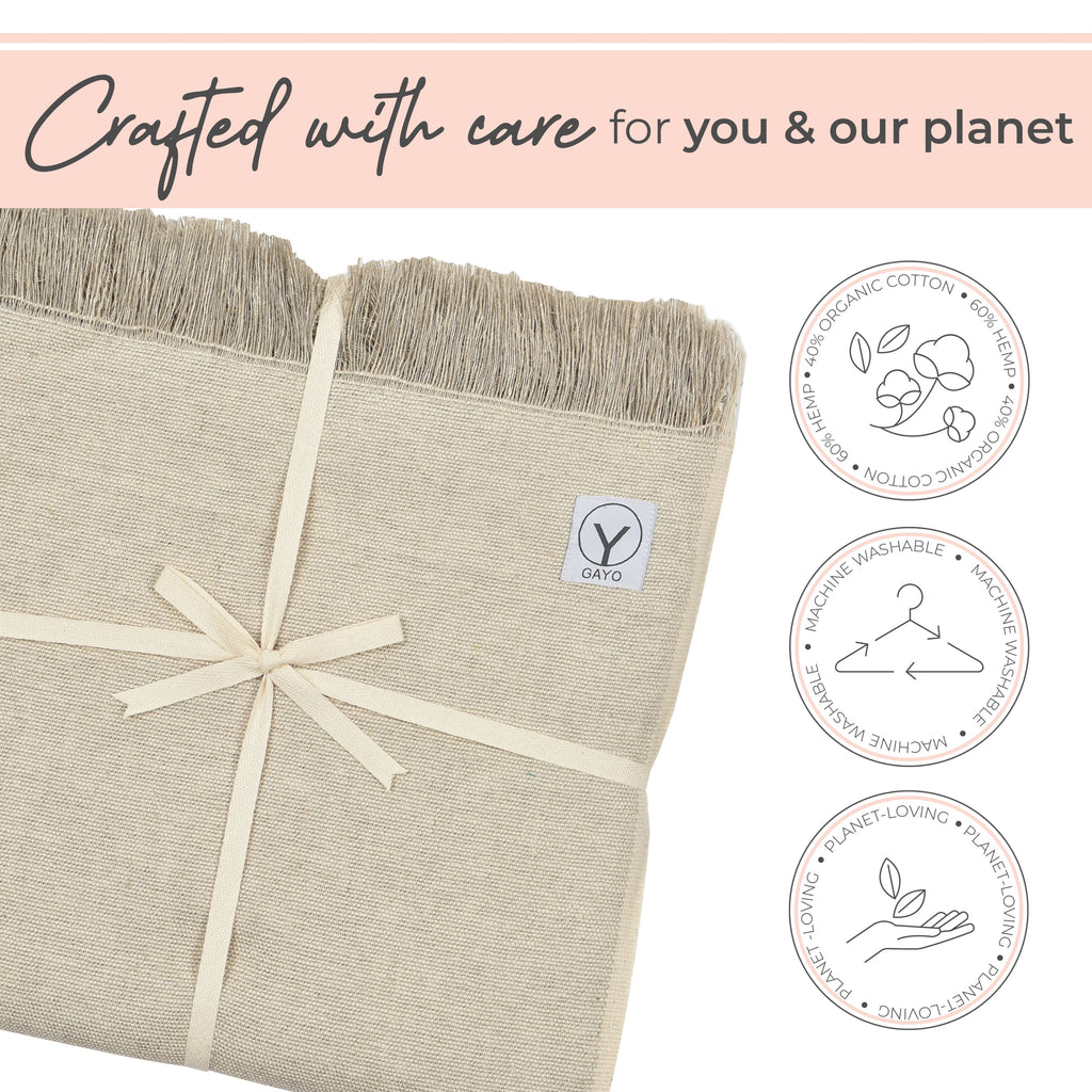 Hemp & Organic Cotton Yoga Blanket home decor with nature-inspired artwork - product view 3