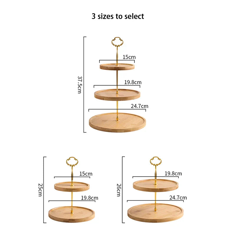 Decorbites™ Bamboo Fruit Cake Stand Set Wood Tableware Snack Dessert uncategorized / needs cleanup with nature-inspired artwork - product view 6