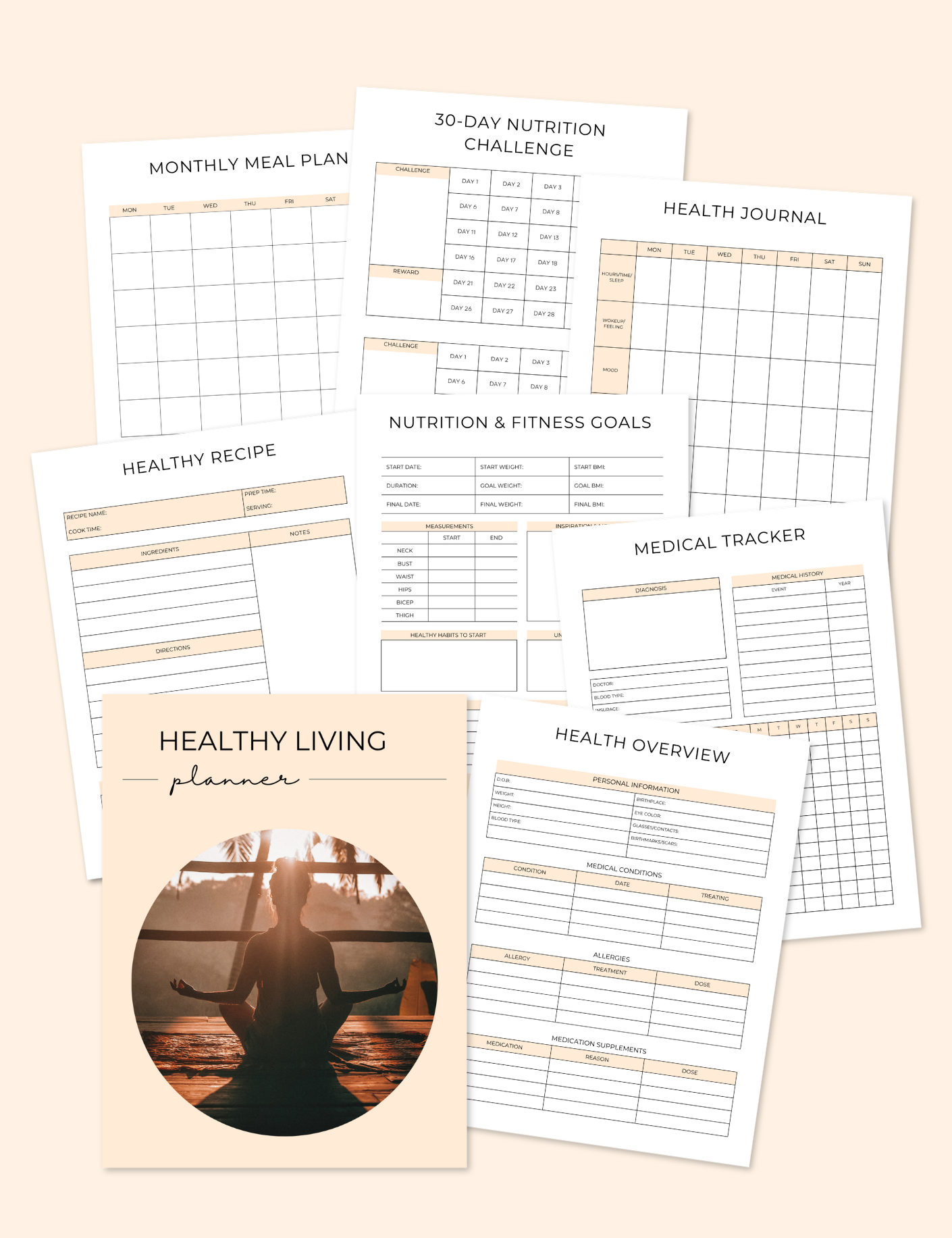 Healthy Living Planner uncategorized / needs cleanup with nature-inspired artwork