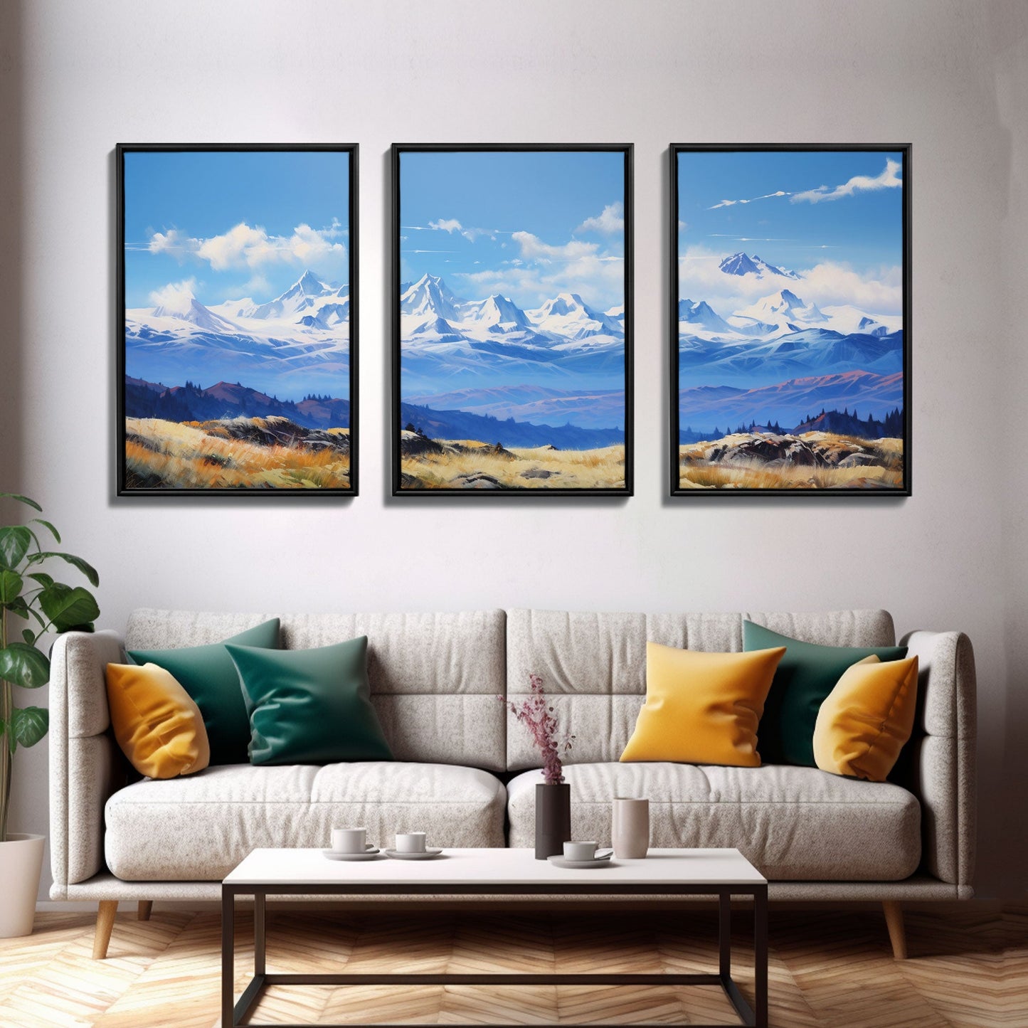 3 Panel Rocky Mountains | Framed Canvas Print