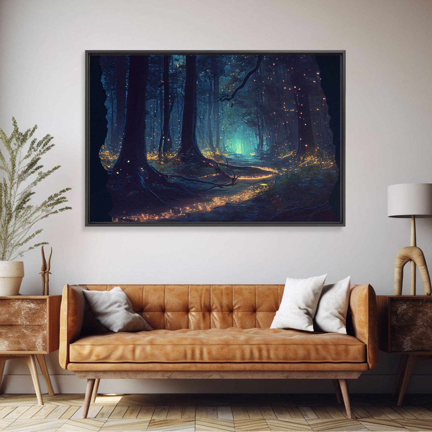 Enchanted Firefly Forest | Framed Canvas Print