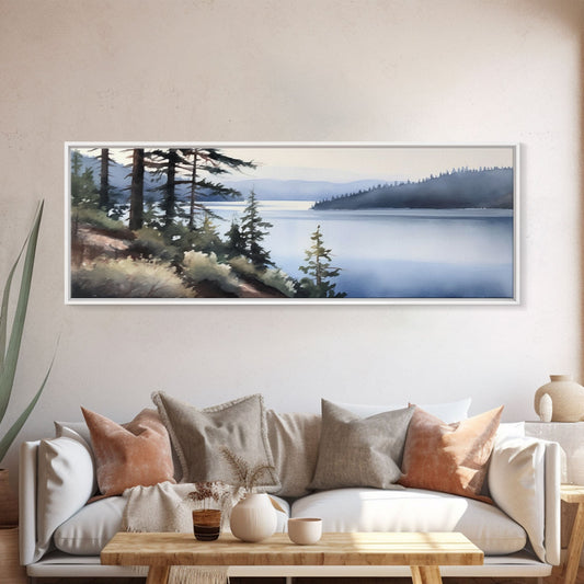 Watercolor Lake | Framed Canvas Print