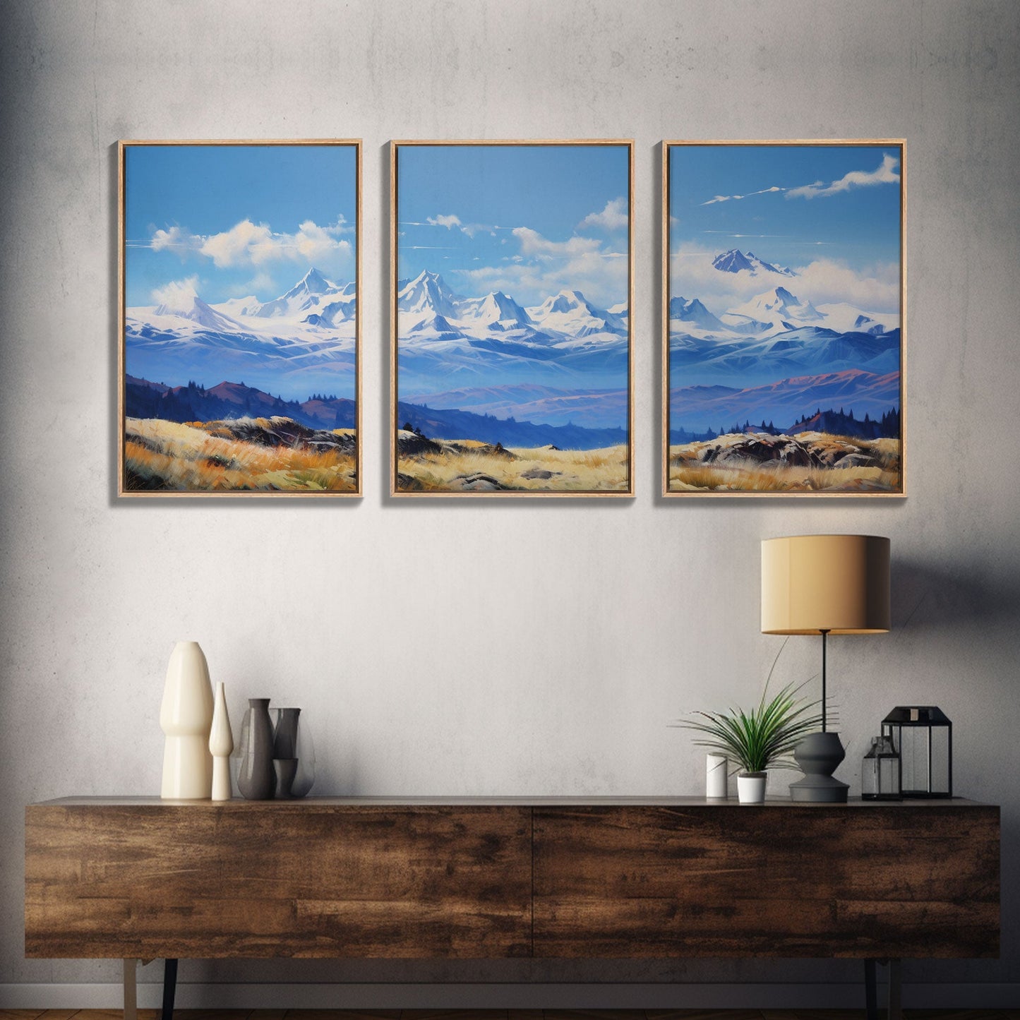 3 Panel Rocky Mountains | Framed Canvas Print